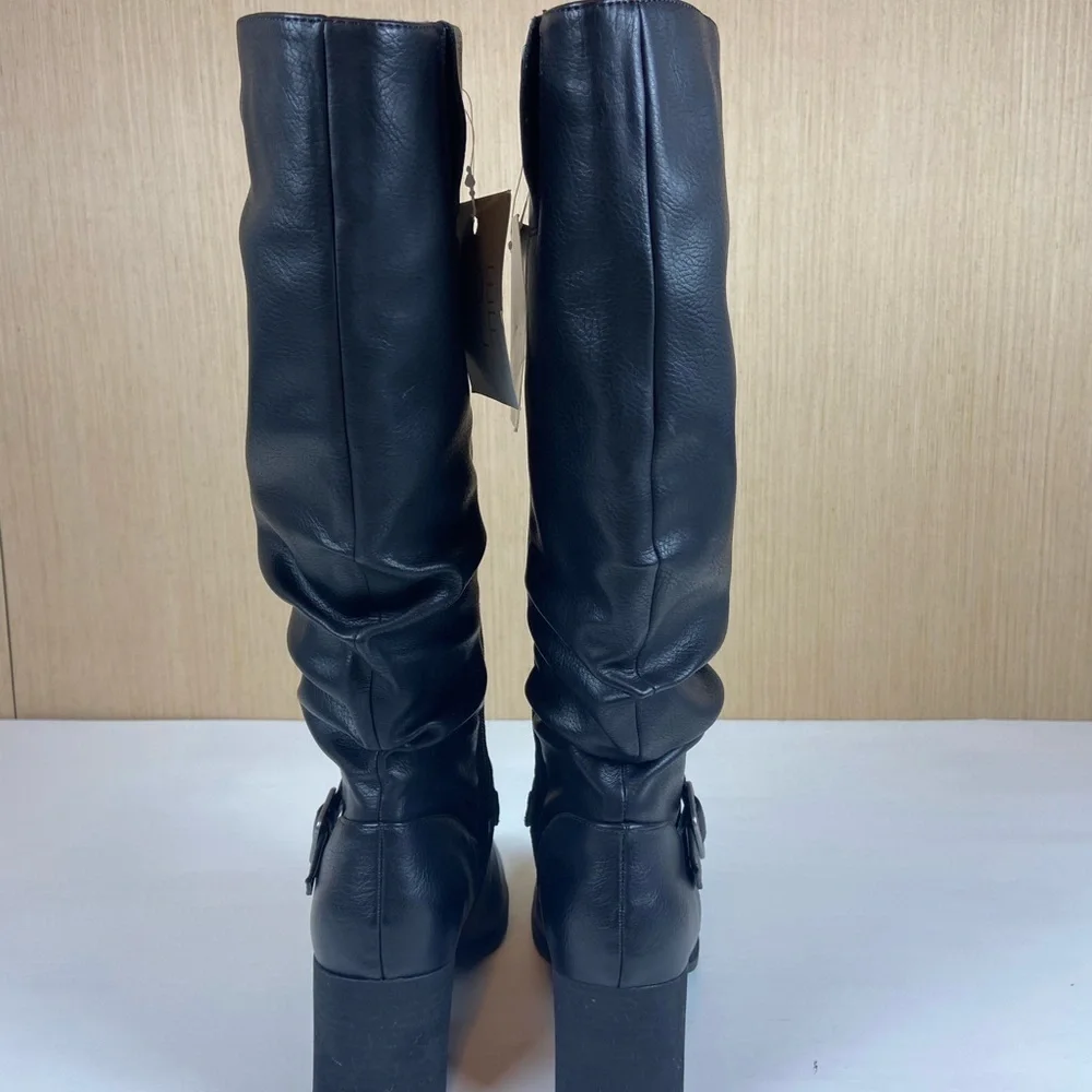 Soul Naturalizer Frost Wide Calf Black Knee High Boots 8.5W Block Heel NEW